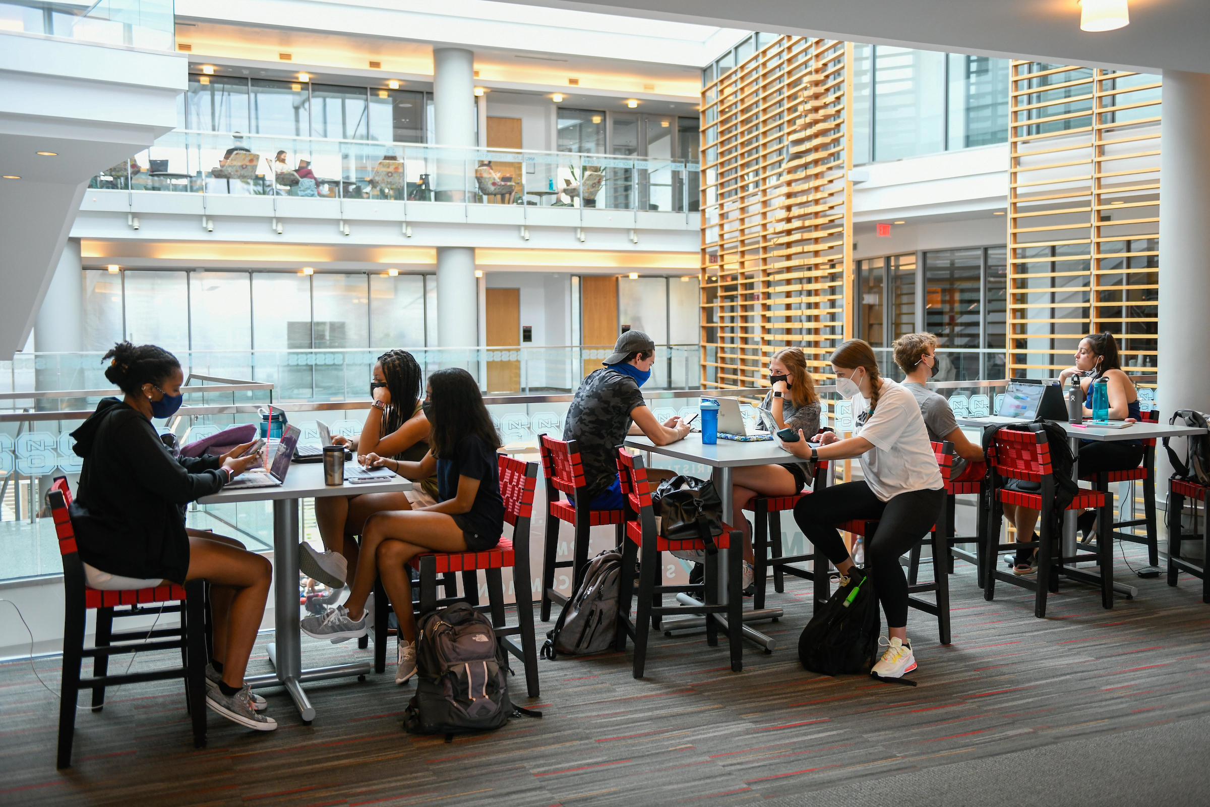 Students study in the Talley Student Union on the first day of class for the fall 2021 semester. Photo by Becky Kirkland.