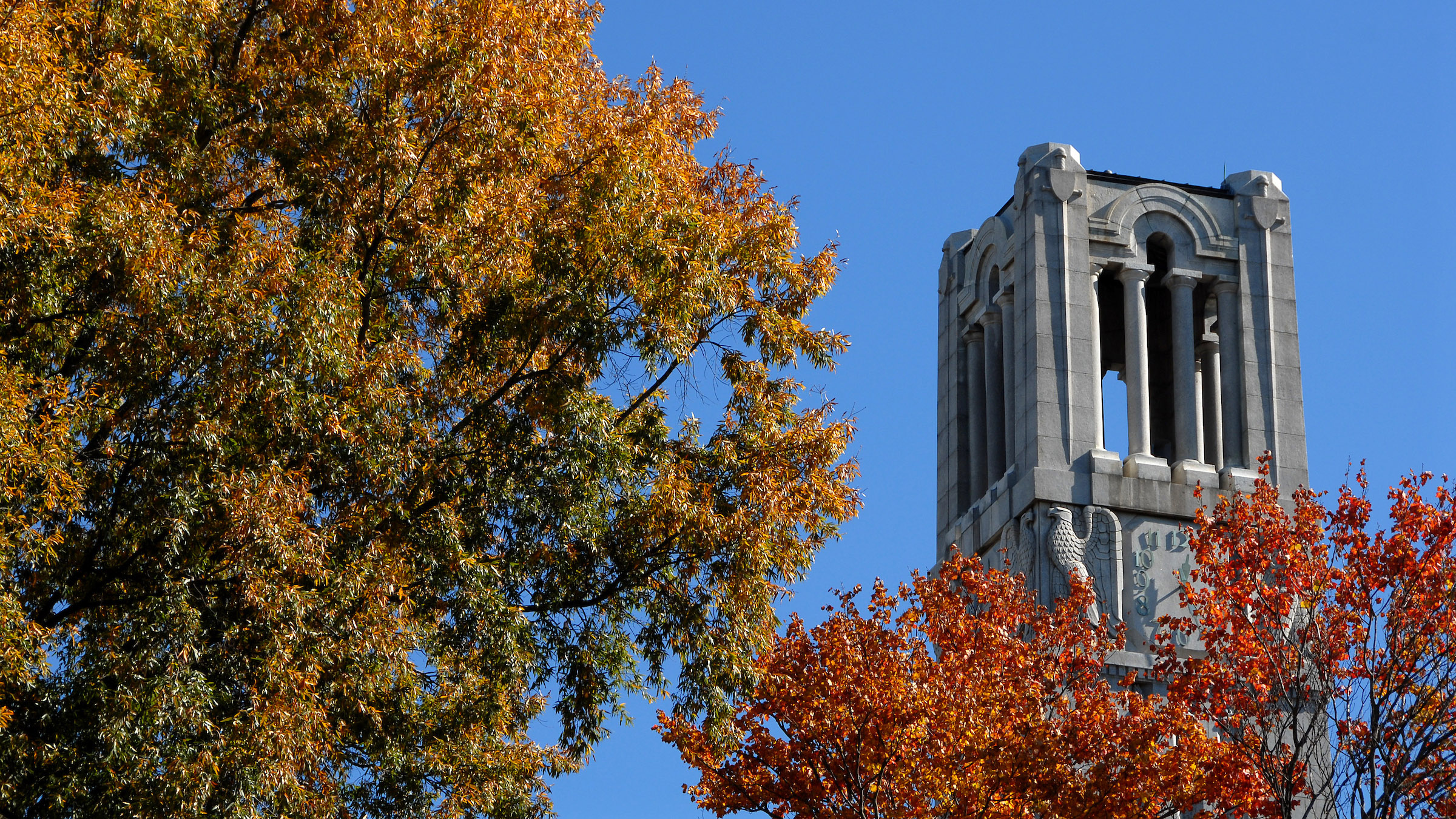 Fall surrounds the Memorial Belltower.
