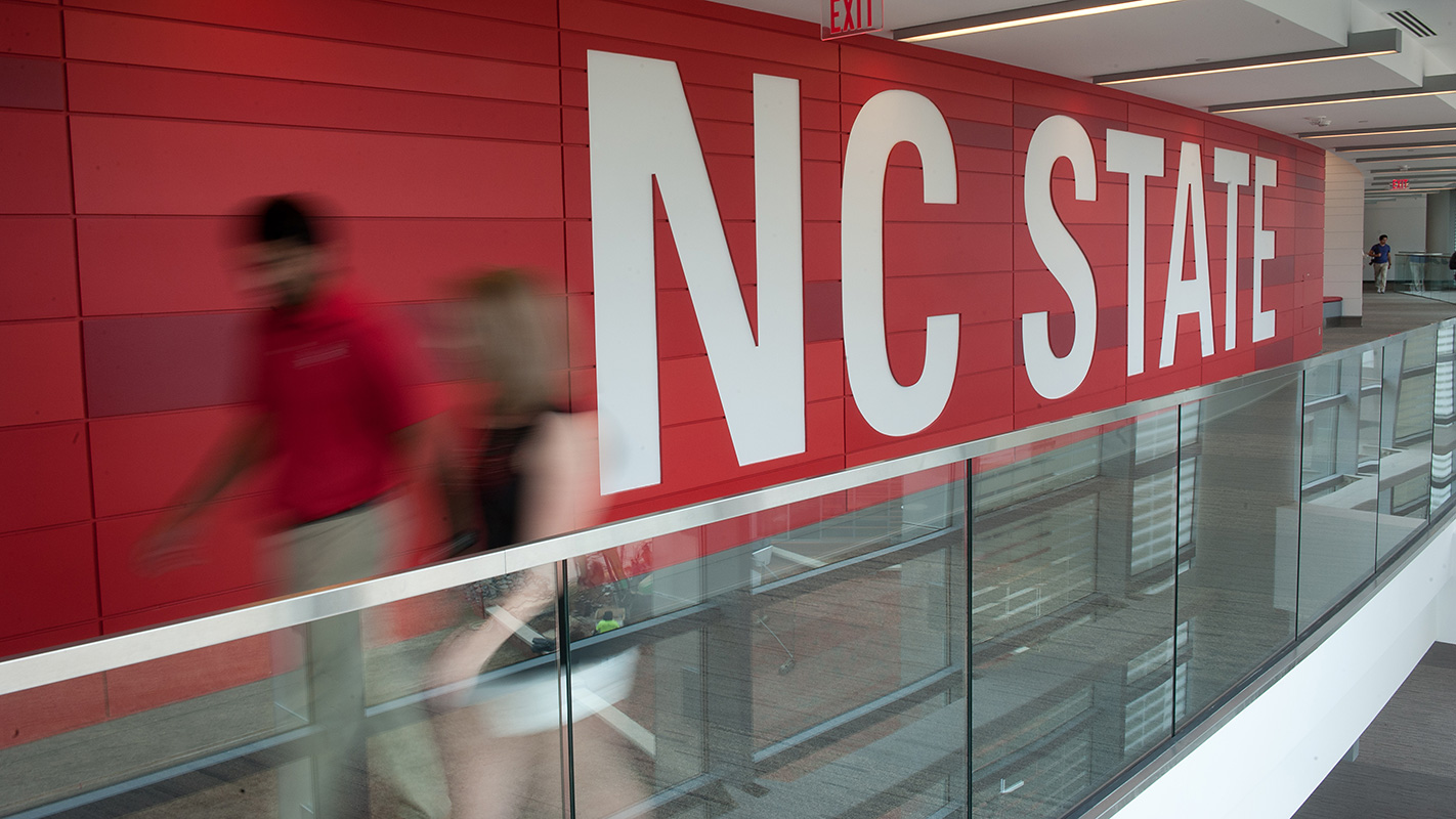 NC State sign in Talley Student Union