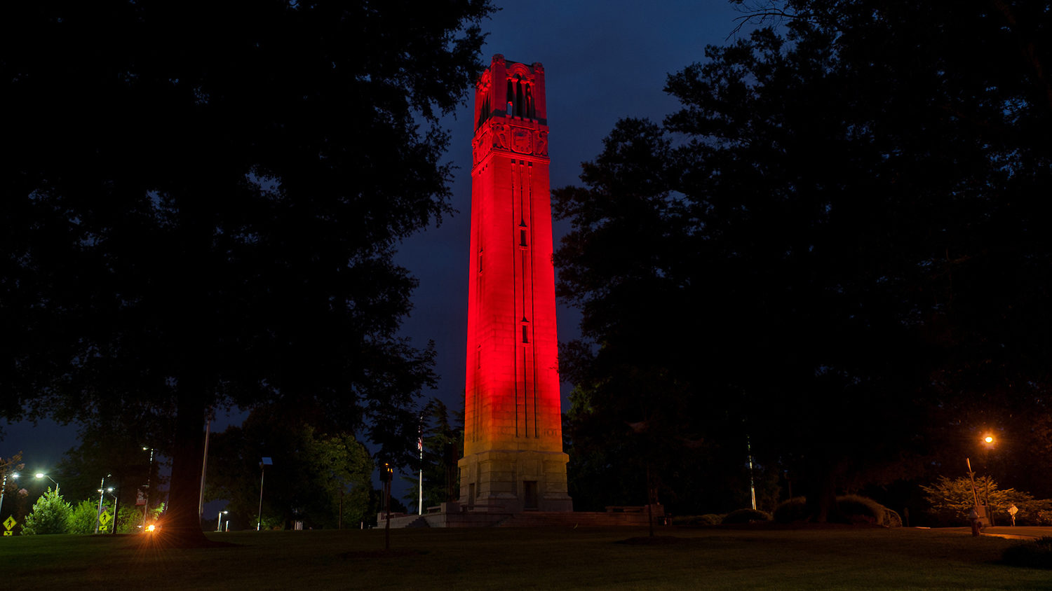 Red Belltower at night