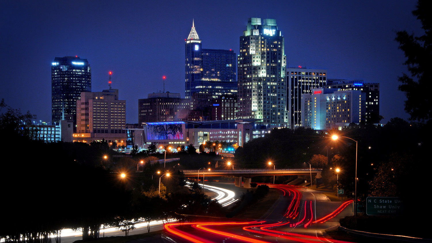 The Raleigh, North Carolina, skyline at night
