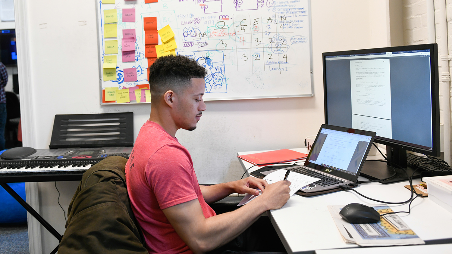 student working at computer