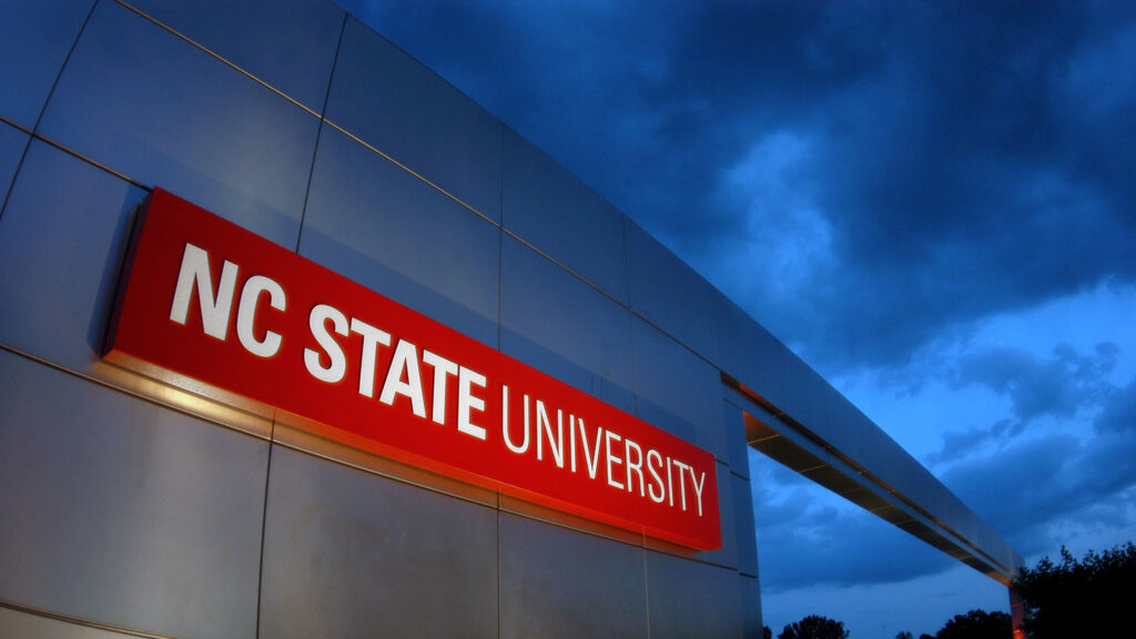 NC State gateway at sunset