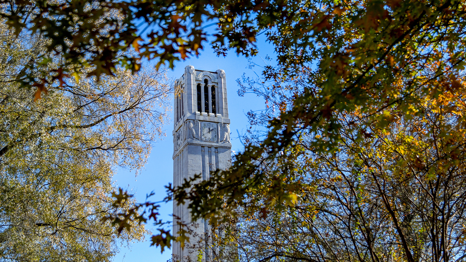 Memorial belltower in fall