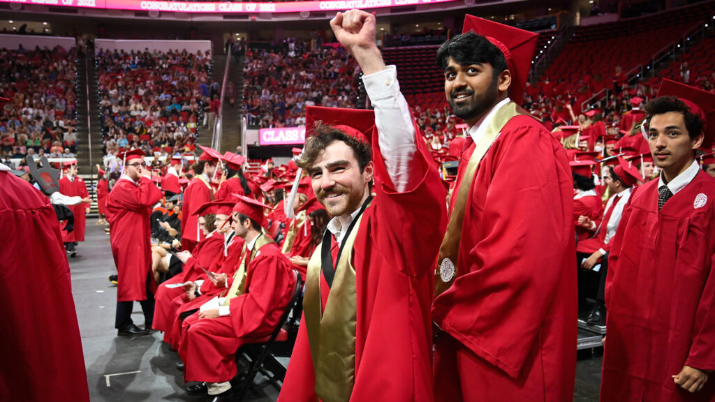 Student celebrating at graduation