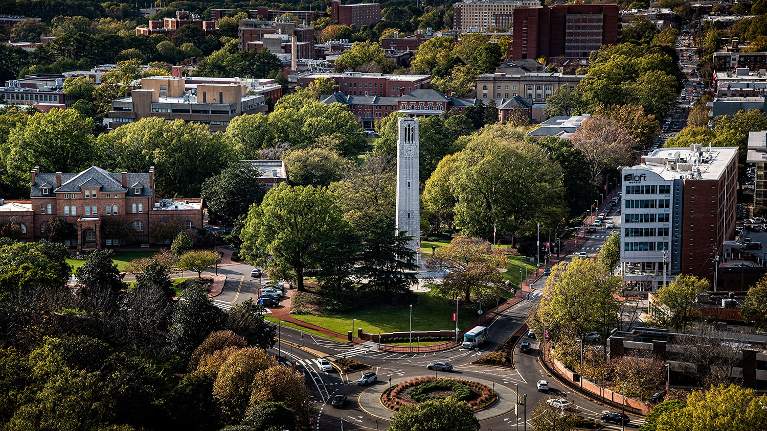 aerial view of NC State campus