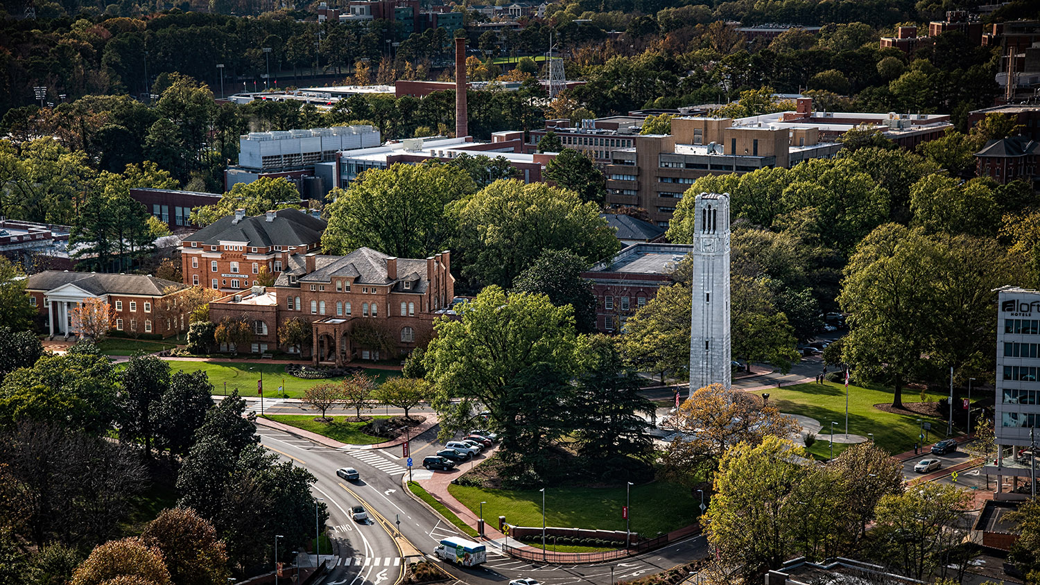 aerial view of NC State campus