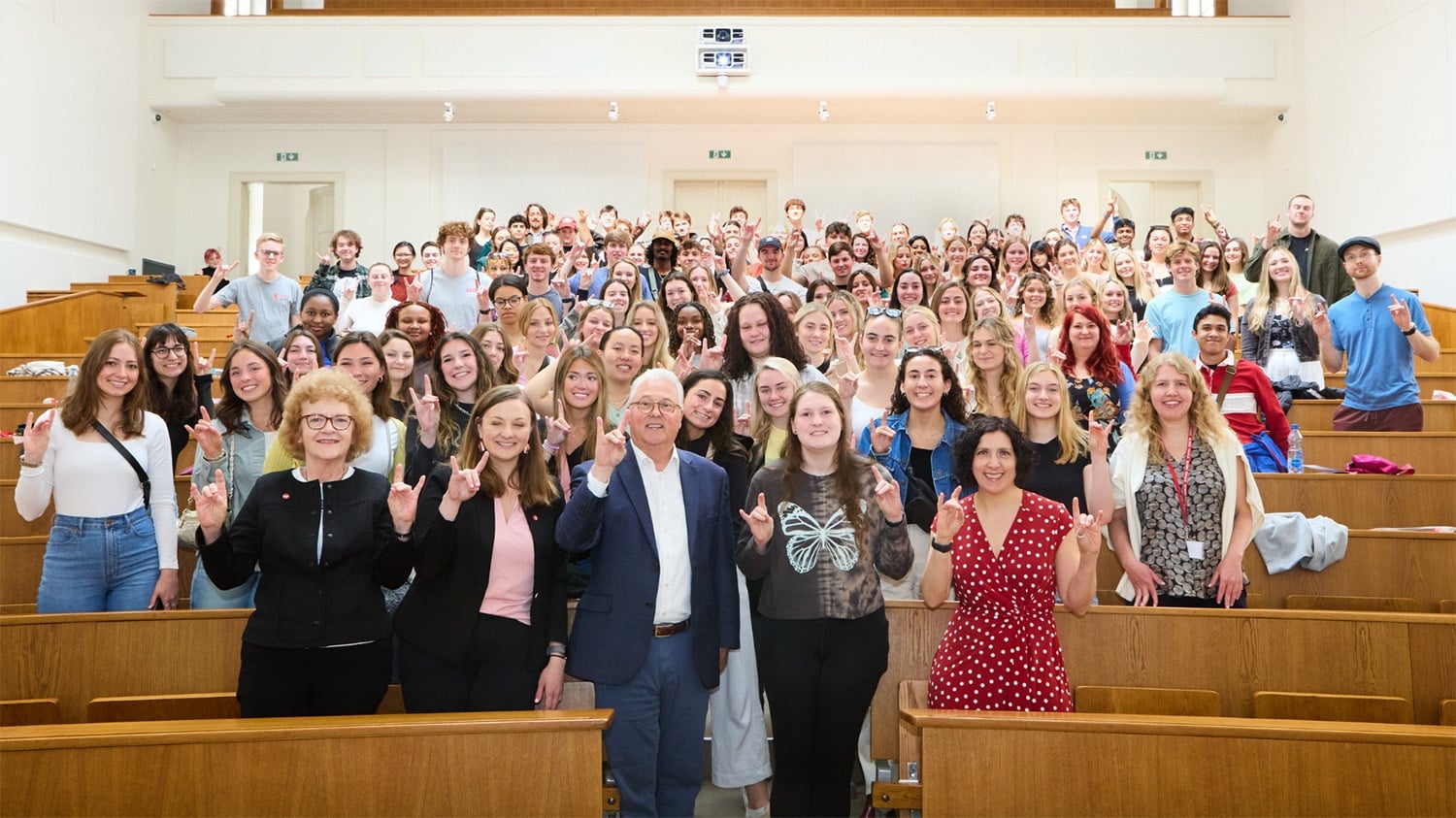 Chancellor Randy Woodson with NC State Prague faculty, staff and students