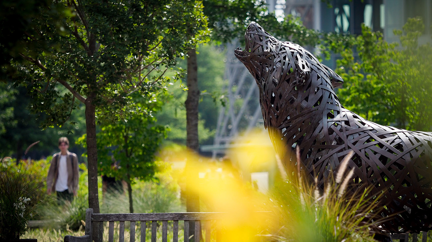 copper wolf statue